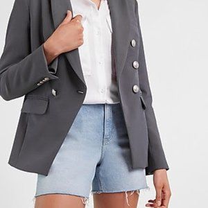 NWT Express Supersoft Twill Double Breasted Novelty Button Blazer Dark Grey XL